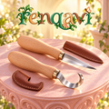 renqavi™ CurveStart Spoon Carving Tool Set — Sloyd Knife & Hook Knife with Protective Covers