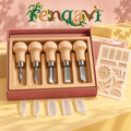 renqavi™ TextureMark Mini Carving Tool Set — Five Palm Tools for Small Wood Details, Grooves & Surface Patterns