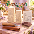 renqavi™ Nordic House Whittling Kit for Adults — Two Basswood Cottage Blanks, Carving Knife & Pattern Guide